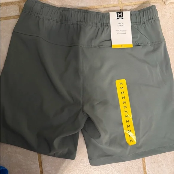 Members Mark Green/Gray Athletic Shorts with pockets - Picture 3 of 3